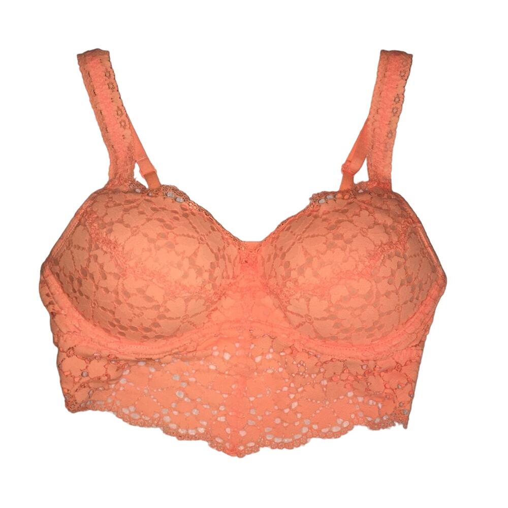 EUC Victoria’s Secret Pink Lace Bra Bralette Tangerine SMALL